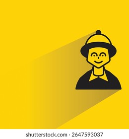Hombre avatar con sombra sobre fondo amarillo