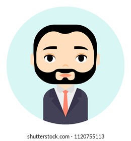 Man Avatar with Smiling faces. Male Cartoon Character. Businessman. Handsome People Icon. Office Workers