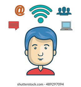 man avatar and social media design