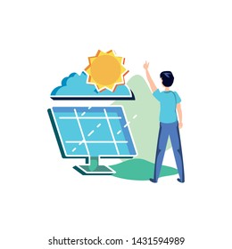 Man avatar with solar panel design