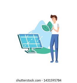 Man avatar with solar panel design
