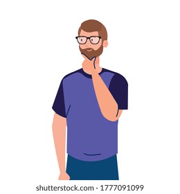 Man avatar thinking design, Idea creativity genius and imagination theme Vector illustration