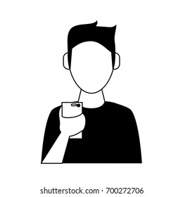 man avatar using cellphone icon image 