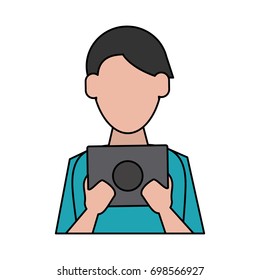 man avatar using tablet icon image 
