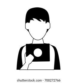 man avatar using tablet icon image 