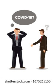 Mann, der die Hand nicht schüttelt mit einem anderen Mann. Konzept des Ausbruchs oder der Pandemie von Coronavirus. Vektorillustration.