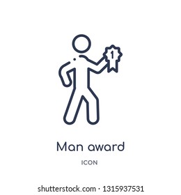 man award icon from sports outline collection. Thin line man award icon isolated on white background.