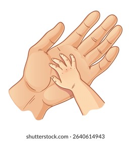 Man and baby hands, concept illustration for father’s day, vector image, eps10