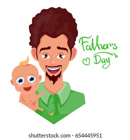Man and baby, happy father's day, vector illustration isolated on white background