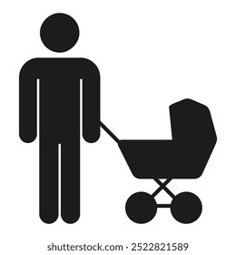 Man and baby stroller black simple symbol