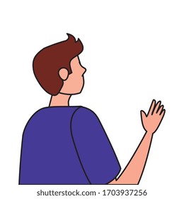 hombre de atrás con el diseño de ilustración vectorial de icono aislado a mano