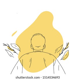 Man With Back Illustration Vector Character