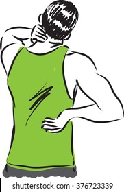 man back and neck pain illustration