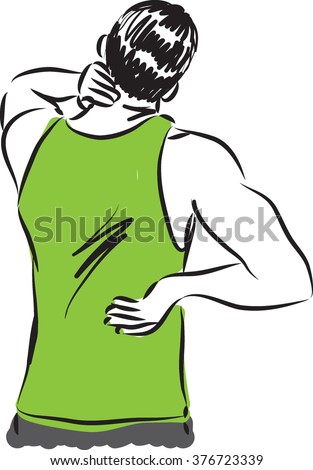man back and neck pain illustration