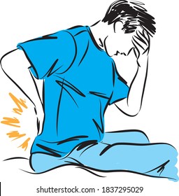 man with back pain gesture vector illustration