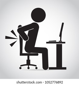 Icono de dolor de espalda del hombre. Icono de icono de Office Syndrome