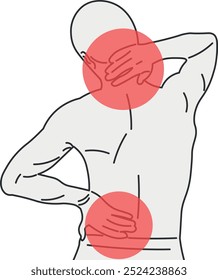 Mann mit Rückenschmerzen Nackenschmerzen