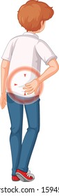 Man with back pain on white background illustration