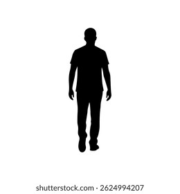 Man Back walking  silhouette icon vector flat design.