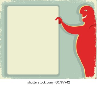 man and background.Vector posterfor text on old paper texture