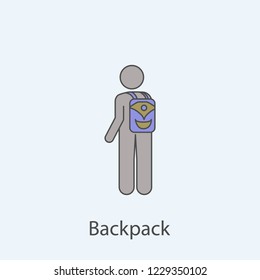 man with backpack 2 colored line icon. Simple colored element illustration. Outline symbol design from man with bag set