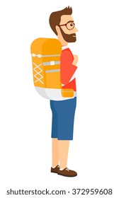 Man with backpack hiking.