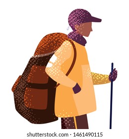 man with backpack hiking wanderlust