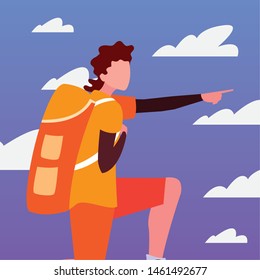 man with backpack hiking wanderlust