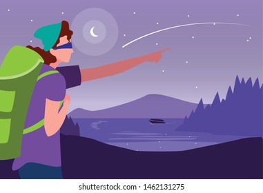 man with backpack hiking wanderlust