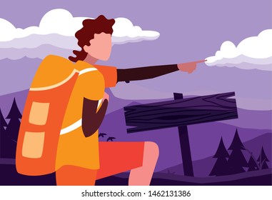 man with backpack hiking wanderlust