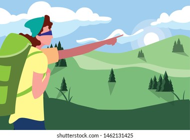man with backpack hiking wanderlust