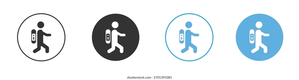 Man with backpack icon. Graphic icon design template
