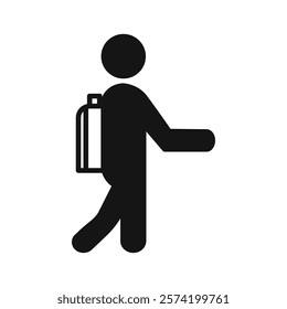 Man with backpack icon Simple thin line flat symbol