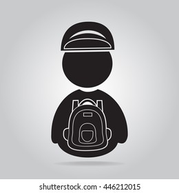 Man with backpack icon, symbol vector illustration