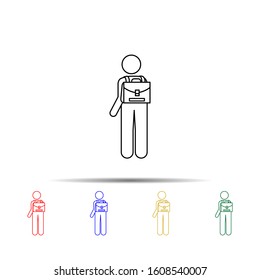man with backpack multi color style icon. Simple thin line, outline vector of vmle bag and luggage icons for ui and ux, website or mobile application