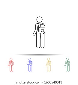 man with backpack multi color style icon. Simple thin line, outline vector of vmle bag and luggage icons for ui and ux, website or mobile application