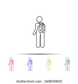 man with backpack multi color style icon. Simple thin line, outline vector of vmle bag and luggage icons for ui and ux, website or mobile application