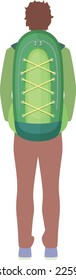 Man with backpack rear view. Journey travel character