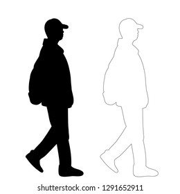 man with backpack silhouette
