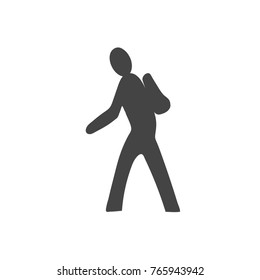 Man with backpack vector icon on white background