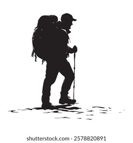 A man with a backpack is walking on a trail