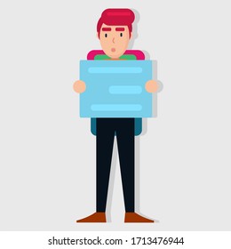 man backpacker looking at map vector illustration 