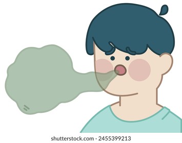 a man with Bad breath problem -flat illustration 
