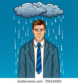 Man With Bad Mood Pop Art Retro Vector Illustration. Bad Day. Comic Book Style Imitation.