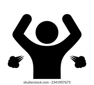 man with bad smell of sweat, stinky human silhouette icon