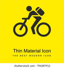 Man with a bag in a bicycle bright yellow material minimal icon or logo design