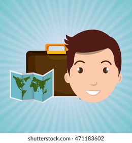 man bag compass travel vector illustration  design