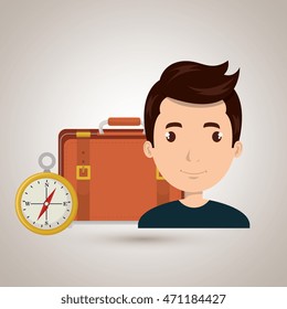man bag compass travel vector illustration  design