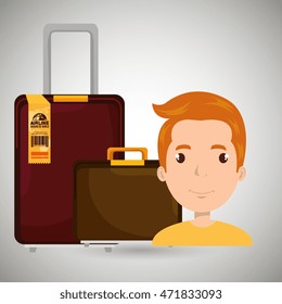 man bag compass travel vector illustration  design