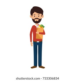 man with bag of groceries